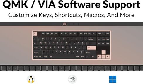Keychron C3 Pro QMK/عبر لوحة مفاتيح ألعاب مخصصة ، 87 مفاتيح قابلة للبرمجة مكونة من طعن تخطيط TKL ، لوحة مفاتيح ميكانيكية سلكية LED Red LED مع مفاتيح حمراء لنظام التشغيل Mac/Linux in Saudi Arabia
