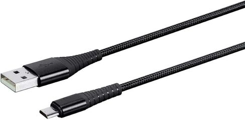 Monoprice USB 2.0 Micro B to Type A Charge & Sync Cable - 6 Feet - Black | Nylon-Braid, Durable, Kevlar-Reinforced - AtlasFlex Series in Saudi Arabia