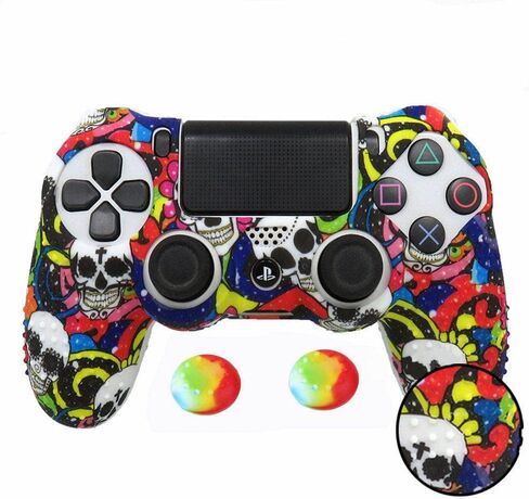 PS4 Controller Camouflage Skin with 2 Thumb Grips, Anti-Slip Silicone Grip Cover Protector Case Compatible with Sony Playstation PS4 Slim/PRO 4 DualShock Controller (Sticker Bomb) in Saudi Arabia