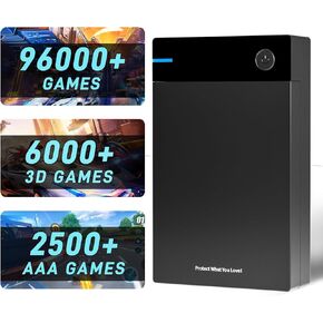 Kinhank 12TB Retro Gaming Hard Drive with 96000+ Classic Games, Compatible with 400+ Emulators, 6000+3D Games, Portable Game Hard Drive Compatible with Win 7/8/10/11