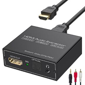 HDMI ARC Audio Extractor 4K@60Hz HDMI Output with ARC Audio Return Channel Function SPDIF TOSLINK Optical & 3.5 mm Stereo Audio Converter Adapter Support LPCM 5.1/DTS/DSD