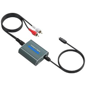 3.5mm to Optical Adapter Aluminum RCA to Optical Audio Converter Analog to Digital Audio Converter with Cable 3.5mm AUX Toslink Adapter for TV Amplifier Speaker/Soundbar/Home Theater