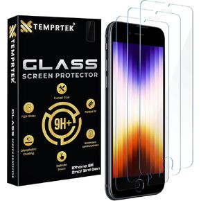 TEMPRTEK+ for iPhone SE 2020 2nd/2022 3rd Gen Screen Protector for iPhone 8,7,6s,6 - Tempered Glass 4.7" Anti Scratch/Fingerprint Tempered Glass 9H+Case Friendly Full Coverage 3 Pack [Alignment Tool]