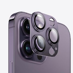 2 Pack Camera Lens Protector for iPhone 14/15/16 Pro & Pro Max Tempered Glass Camera Cover Lens Aluminum Alloy Metal, for iphone 16 pro max camera lens protector, Clear Photography, Black