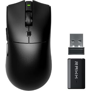 RAWM SH01PRO 8K Wireless Gaming Mouse, 55g Lightweight, PAW3950 30K DPI Optical Sensor, 8000 Polling Rate, Esports & FPS Gaming mice, Dual Receiver (1k USB Receiver and 8k dongle)