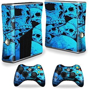 MightySkins Skin Compatible with X-Box 360 Xbox 360 S Console - Blue Skulls | Protective, Durable, and Unique Vinyl Decal wrap Cover | Easy to Apply, Remove, and Change Styles | Made in The USA