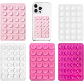 5 Pcs Sticky Phone Grip, Silicon Suction Phone Case Mount, Durable Phone Holder As Suction Cup Phone Mount, Hands Free Phone Sticky Grip for Selfies & Tiktok, Shower Mirror Grip (3 Thick, 2 Thin)