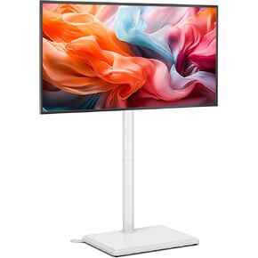 RFIVER SWIVEL FLOOR TV حامل مع تركيب لأجهزة تلفزيون من 32-60 بوصة يصل إلى 88 رطلاً ، وقبلاً تلفزيونيًا طويلًا قابل للتعديل مع قاعدة خشبية ، وتصميم مساحة توفير لغرفة النوم وغرفة المعيشة والزاوية.
