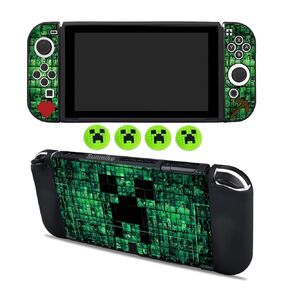 Protective Case for Nintendo Switch OLED, Switch OLED Case & Thumb Grips Caps Soft Dockable Cases for Nintendo Switch OLED Cases Shock-Absorbent & Anti-Scratch Slim Cover with 4 Pcs Joystick Cover