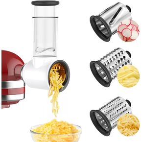 Slicer Shredder Attachment for KitchenAid Stand Mixer, Cheese Grater Attachment for Kitchenaid Mixer, For Kitchenaid Mixer Attachments, Cheese Grater Machine with 3 Blades by COFUN (White)