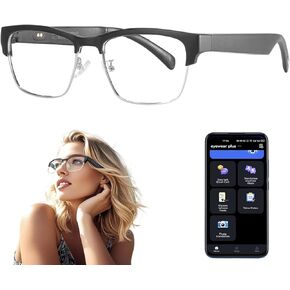 AI Smart Glasses with Real-Time Translation for 164 Languages,Bluetooth 5.4 Translate Glasses for Men Women,Blue Light Blocking,Hand-Free Glasses for Travel & Business (AI Translate-Gold)