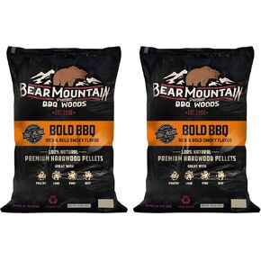 Bear Mountain 2 Pack جميع كريات الخشب الطبيعية للدخان ، الشواء والشواء ، 20 رطلاً ، غامق