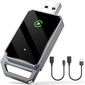 Wireless Carplay Adapter for iPhone, Converts Wired to Wireless Bluetooth, Plug and Play&No Delay, Mini Carplay with USB & USB C, Compatible with iPhone 6 or above/iOS10+ & Cars from 2016, Dark Gray