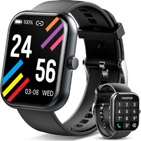 Smart Watch for Men & Women, 1.91" Fitness Tracker with Answer/Make Calls, IP68 Waterproof, 110+ Sports Modes, Heart Rate & Sleep Monitoring, Compatible with Android iOS (Black)