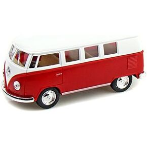 KiNSMART 1962 Volkswagen Classic Bus Red 1:32 Scale 5 Inch Die Cast Metal Model Toy Van, Pullback Acation