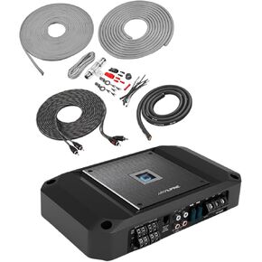 Alpine R2-A60F 600W RMS 4-Channel Class D Amplifier + Belva BAK42BK 4 Gauge Amp Wiring Kit – Hi-Res Certified Car Audio Amp with Complete CCA Install Kit for Systems Up to 1200W RMS