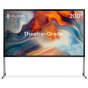 200'' Outdoor Camping Portable Folding Screen and Stand, 3-Layer Matte White PVC 1.3 Gain, 16:9 Outdoor Movie Screen, Supports 4K 8K HD, Anti-Wrinkle, Windproof Stability Kit & Carrying Bag