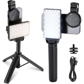 NEEWER Basics LED Selfie & Tattoo Light Compatible with iPhone, Clip on CPL Filter/Tripod Stand/Phone Holder, Fill Lighting Remove Reflection for Art Food Jewelry Photography Video Recording, BL120B