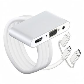 3-in-1 USB C to HD/VGA/Audio Adapter,Type-C Wired Screen mirroring Connect Cable,Casting/Phone to TV/Projector/Monitor,Sync Video and Sound,Compatible with iOS/Android/Tablets 1080P HD Display