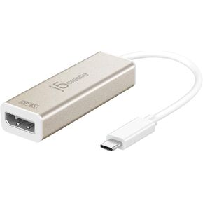j5create Aluminum USB C to DisplayPort Adapter - 4k @ 60Hz USB Type C Male to DisplayPort Female Converter, Perfect for Macbooks, Chromebooks, Tablets, PCs (JCA140)