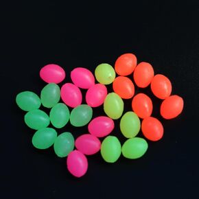 200 pcs 4 Colors Luminous Oval Plastic Fishing Beads Glow in The Dark Soft Sinking Bulk Beads Accessories Fly Tying Materials 0.15"X0.2"