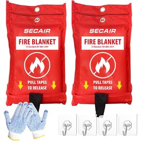 Emergency Fire Blanket for Home and Kitchen Fiberglass Fire Suppression Blanket Great for School Warehouse Camping Car Office Grill (4 Pack, 40 in X 40 in)