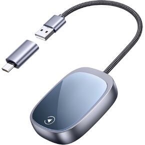 محول Carplay/Android Auto Adapter 2 في 1 - يحول Wired Carplay & Androidauto إلى سدادة لاسلكية وتشغيل Adapter اللاسلكي المتوافق مع iPhone 6+/iOS 10+ و Android 11+