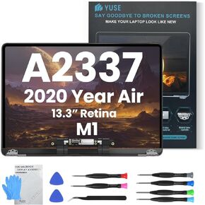 Yuse A2337 استبدال الشاشة 13.3 "لـ MacBook Air 2020 M1 Retina ، EMC 3598 MGN63 MGN93 MGND3 MGN73 MGNA3 MGNE3 شاشة شاشة LCD كاملة مجموعة كاملة 2560 × 1600 (Rose Gold)