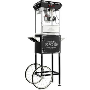 Olde Midway Vintage Style Popcorn Machine Maker Popper with Cart and 10-Ounce Kettle - Red
