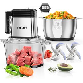 Food Processor, 3 Speeds Electric Food Chopper with 2 Bowls & 2 Sets of Bi-Level Blades, 400W Meat & Veggie Grinder for Meat, Vegetables, Fruits and Nuts (BF1)