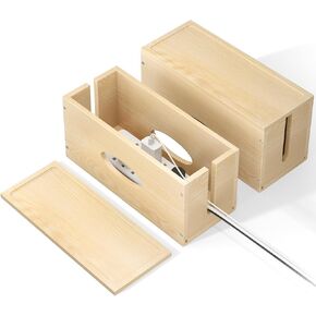 Large DIY Pine Wooden Cable Management Box Assembled, Cord Organizer Cover Cord Hider Floor Outlet Hiders for TV Wires, Computer, Router, USB Hub Under Desk Power Strip Electrical Cord Management (1)