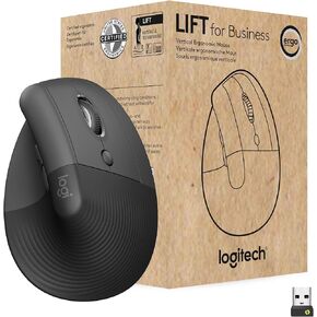 Logitech Lift for Business Left, Vertical Ergonomic Mouse - Left-Handed, Wireless, Bluetooth or Secured Logi Bolt USB, Quiet clicks, Globally Certified, Windows/Mac/Chrome/Linux - Graphite