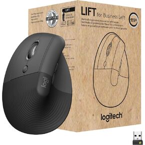 Logitech Lift for Business يسار ، الماوس المريح الرأسي - اليسار ، اللاسلكي ، البلوتوث أو Logi Bolt USB ، نقرات هادئة ، معتمدة عالميًا ، Windows/Mac/Chrome/Linux - Graphite in Kuwait