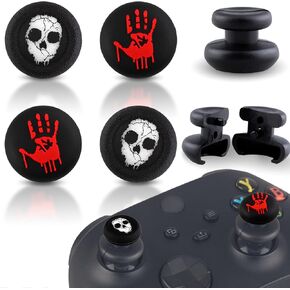 Controller Thumb Grips with 2 Elevated Pads, Silicone Thumbstick Grips Caps 6 Piece Set for Xbox One/Xbox Series X Controller（Red White & Black）