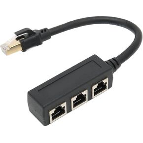 RJ45 Ethernet Adapter Cable Extension, Ethernet Splitter 1 to 3 Port, RJ45 Ethernet Network Cable Adapter, RJ45 1 Male to 3 Female LAN Ethernet Cable Splitter, CATE6 Internet Cable