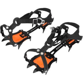 KIMISS Portable Outdoor Sports 10 Toothed Snow Crampons - Adjustable Slip Resistant Ice Gripper for Hiking and Climbing Shoes