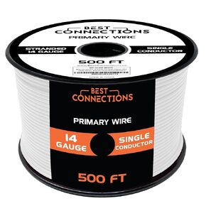 14 Gauge Car Audio Primary Wire (500ft–White)– Remote, Power/Ground Electrical
