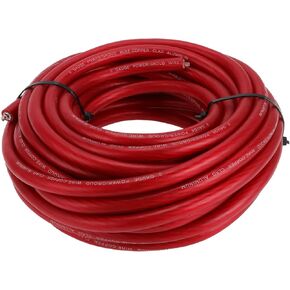 Motoforti 1/0 Gauge Ground Wire for Power Wire, Automotive, Battery Cable, Amp Kit, CCA Wire, Wire, 50 Feet Red
