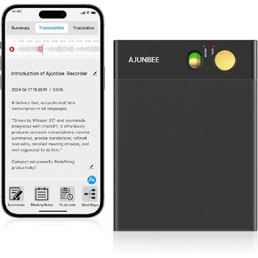 Ai Voice Recorder, Note Transcriber to Text with Chatgpt, App Control, Support 68 Languages, 64GB Ai Note Taker for Lectures, Meetings, Phone Calls, Magnetic (Black)