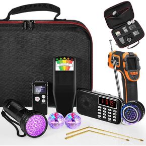 Dunzy 11 Pcs Ghost Hunting Equipment Kit Include Ghost Radio, Voice Recorder, UV Flashlight 2 LED Light up Cat Balls Etc(Upgrade Temp Gun)