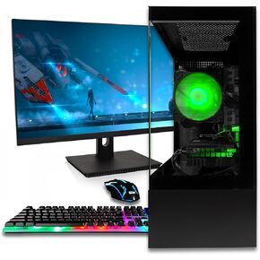 SAAV X1 Prebuilt Gaming PC Bundle with Monitor 22in, Intel i5 3.4GHz, 16GB RAM, GEFORCE GTX750 GDDR5, 512GB NVME, WiFi 6, Bluetooth, Win 10, Mouse Keyboard, Gaming PC Setup, PC Gaming Computer Desktop