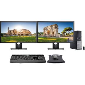 Dell Optiplex 9020 Desktop Bundle with Intel Core i5-4570, 16GB DDR3, 500GB SSD, Keyboard and Mouse, 2 24in Monitors, WiFi, Windows 10 Pro (Renewed)