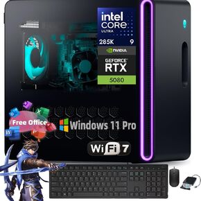 Dell Alienware Aurora R16 2025 Gaming Desktop PC - NVIDIA RTX 5080 16GB GDDR7 - Intel Core Ultra 9 Processor 285K - AlienFX Liquid Cooling - Win 11 Pro, Office Pro(64 GB DDR5|4 TB SSD +2TB HDD)