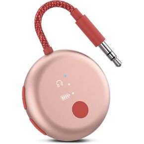 Avantree SoundJet R1 – Airplane Bluetooth Adapter for Headphones & AirPods Travel Flight, aptX Adaptive, 20H Battery, Wireless Audio Transmitter with Qualcomm Chipset - Pink