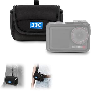 JJC Mini Carrying Case Compatible with DJI OSMO Action 5 Pro/4/3, Gopro Hero 13/12/11/10/9, Insta360 Ace/Ace Pro Accessories, Soft Neoprene Action Camera Pouch Bag with Belt Loop & Carabiner