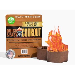 Get a Fully Lit Fire in 6-8 Minutes! No Kindling Needed. Lights 2-3 lbs of Charcoal | All Weather. Plant-Based Fuels Only. One Starter Per Fire/BBQ. for Fire Pit, Campfires, Fireplace, Grilling, BBQ