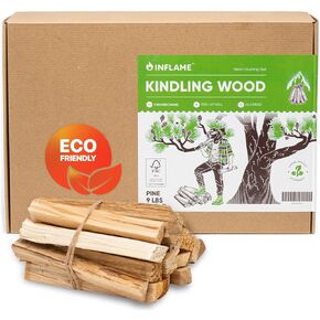 Inflame Kindling Wood 9 lbs Fire Starter Sticks for Camping, Campfires, Fireplaces, Firepit, Grill, BBQ, Wood Stoves - Natural Kiln-Dried FireStarters