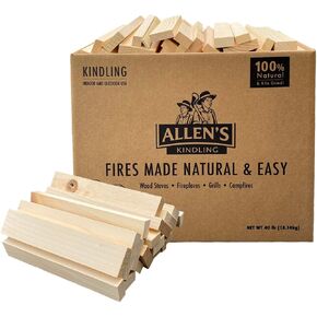 Allen's Natural Kindling Wood – 20 LB Box of Kiln-Dried Fire Starter Sticks for Campfires, Wood Stoves & BBQ – Easy to Light Fire Pit – Clean Burn Fire Starter Logs – No Chemicals or Odors