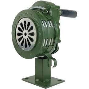 Base Mount Hand Crank Alarm Hand Crank Air Raid Siren – 110dB Loud Manual Emergency Alarm, Base/Table Mount Outdoor Warning Siren for Survival & Safety