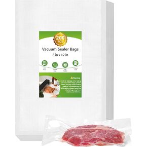 Moretoes 200pcs أكياس الفراغات الفراغية ، أكياس توفير الطعام Quart 8 "× 12" ، BPA مجانية ، أكياس تجارية مسب